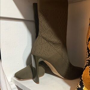 Charles David Olive Knit Heeled Boots